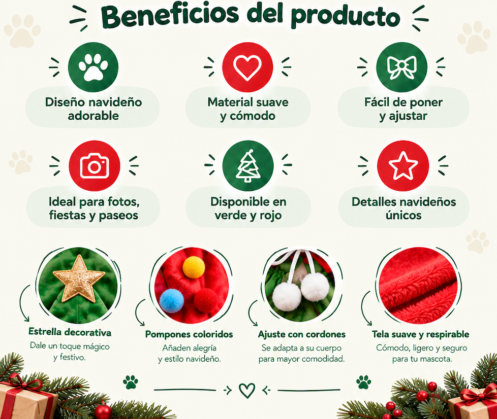 Traje Árbol Navideño para Mascotas